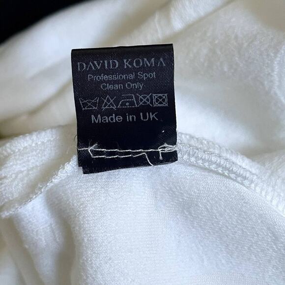 David Koma Crystal Embellished DK Intarsia Terry Logo Midi Dress White Size US 6 - Picture 14 of 16